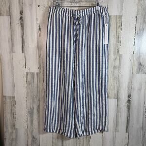 Jane + Delancey Striped Pants Sz 1X MSRP $42 Wide Leg Pull-On Casual NWT